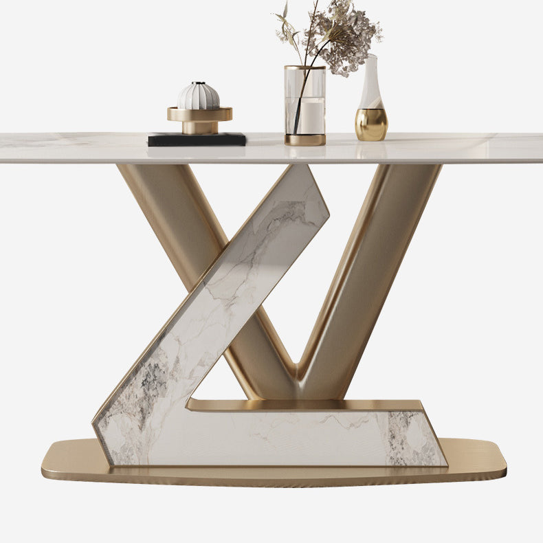 Nordic Glam Sintered Stone Rectangle Table Set 1/4/5/6/7/9 Pieces Dining Set