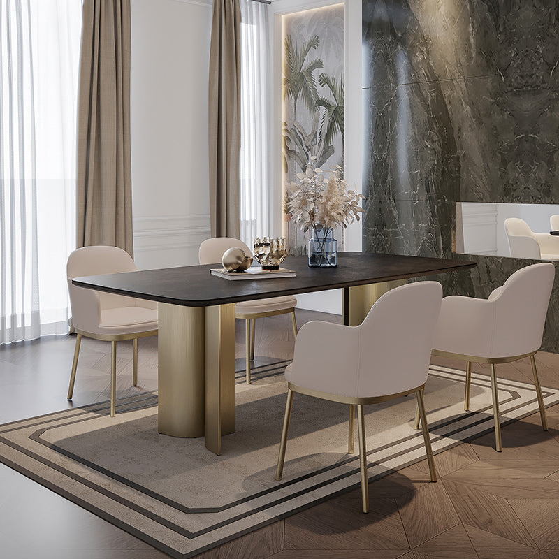 Nordic Glam Sintered Stone Rectangle Table Set 1/4/5/7 Pieces Dining Set