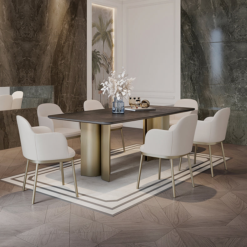 Nordic Glam Sintered Stone Rectangle Table Set 1/4/5/7 Pieces Dining Set