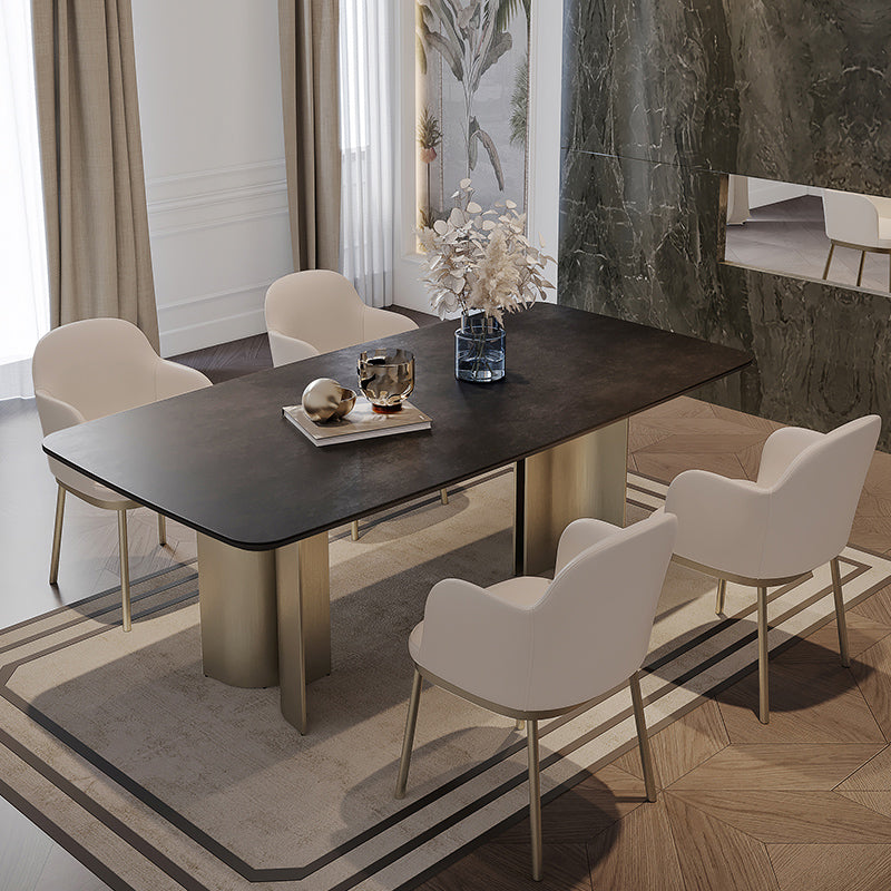 Nordic Glam Sintered Stone Rectangle Table Set 1/4/5/7 Pieces Dining Set