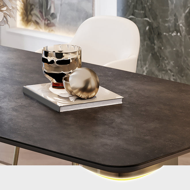 Nordic Glam Sintered Stone Rectangle Table Set 1/4/5/7 Pieces Dining Set