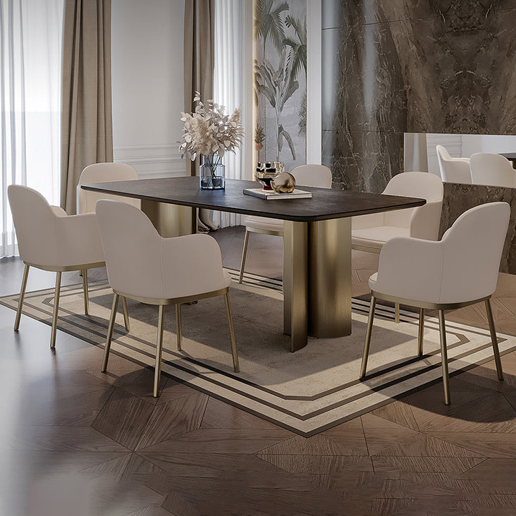 Nordic Glam Sintered Stone Rectangle Table Set 1/4/5/7 Pieces Dining Set