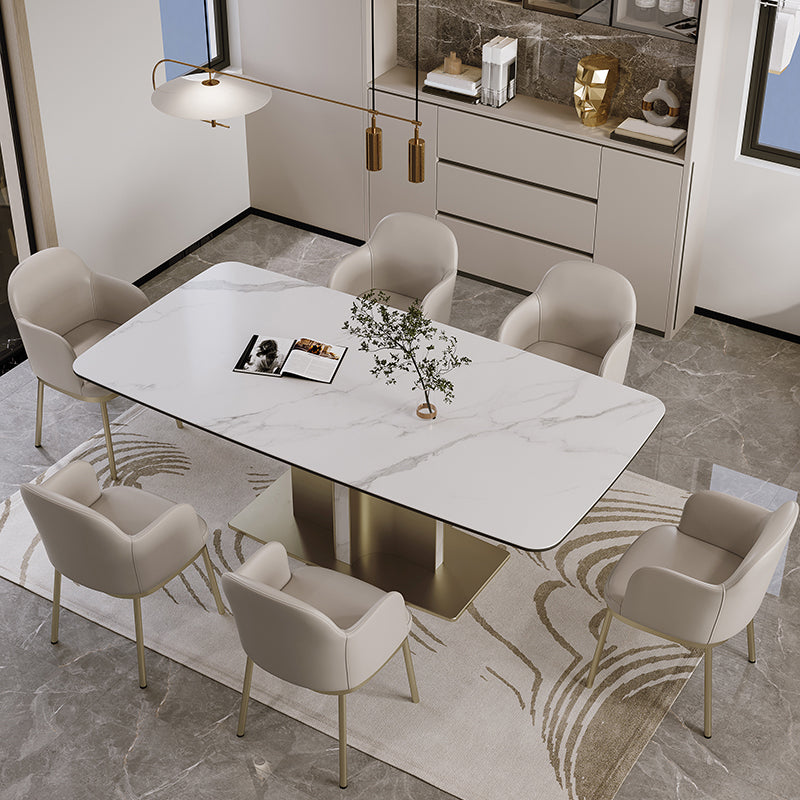 Nordic Glam Sintered Stone Rectangle Table Set 1/4/5/7 Pieces Dining Set for Home