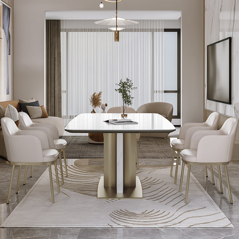 Nordic Glam Sintered Stone Rectangle Table Set 1/4/5/7 Pieces Dining Set for Home