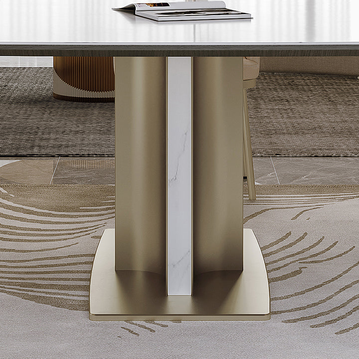 Nordic Glam Sintered Stone Rectangle Table Set 1/4/5/7 Pieces Dining Set for Home