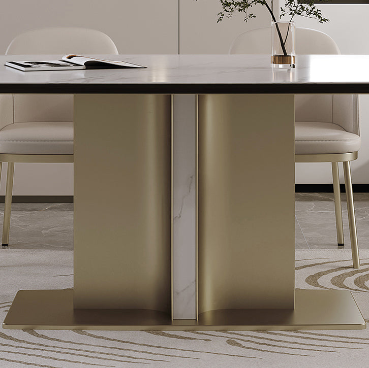 Nordic Glam Sintered Stone Rectangle Table Set 1/4/5/7 Pieces Dining Set for Home