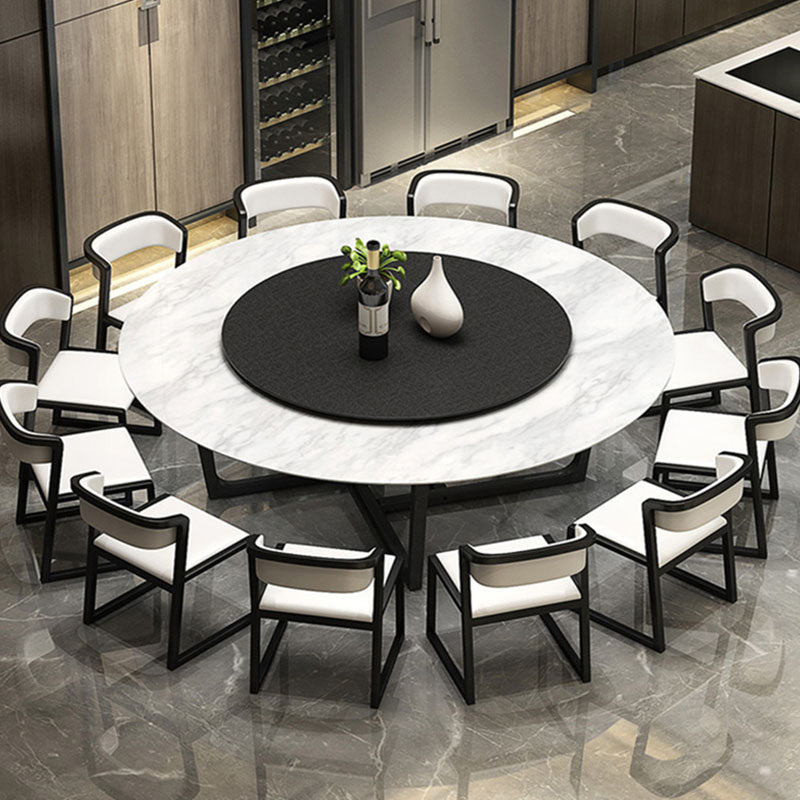 Imitation Marble Round Table Contemporary Dining Site Table with Turntable