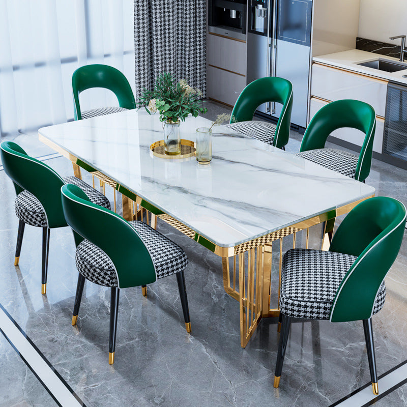 Traditional Luxury Dining Table Black Marble Rectangle Dining Table for Home