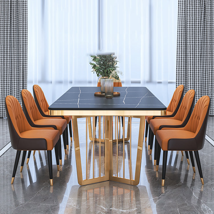 Traditional Luxury Dining Table Black Marble Rectangle Dining Table for Home