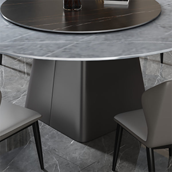 Stone Round Table Contemporary Dining Site Table with Turntable