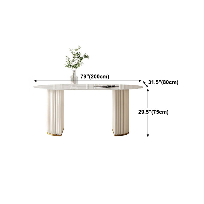 Metal Contemporary Oval Dining Table Sintered Stone Top Table for Dining Room