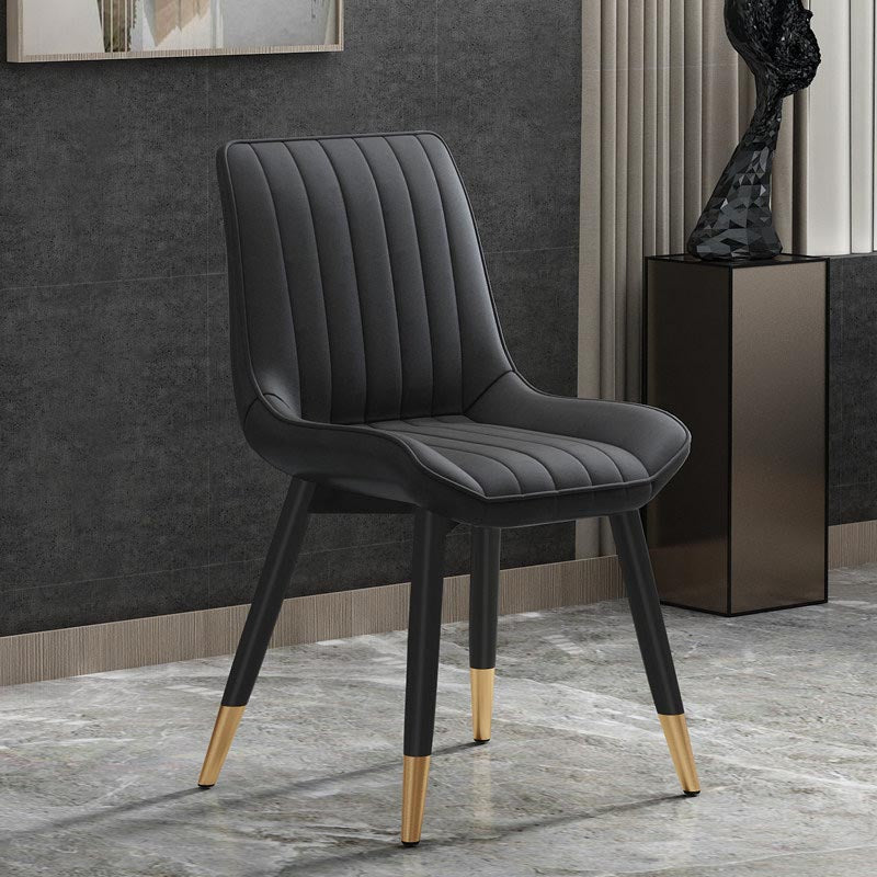 Glam Faux Leather Dining Chair Parsons Chair in Matte Finish for Home