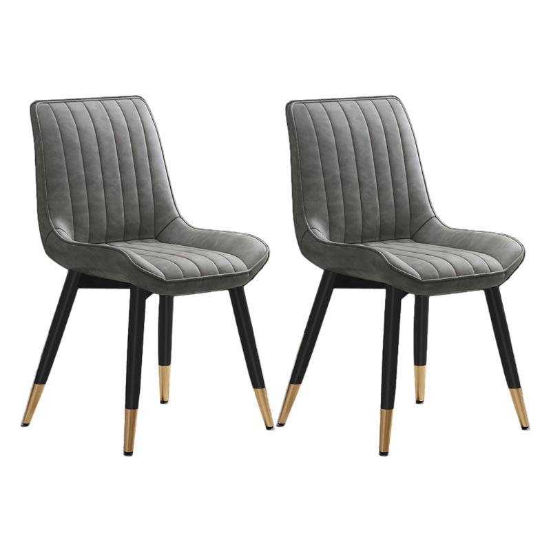 Glam Faux Leather Dining Chair Parsons Chair in Matte Finish for Home