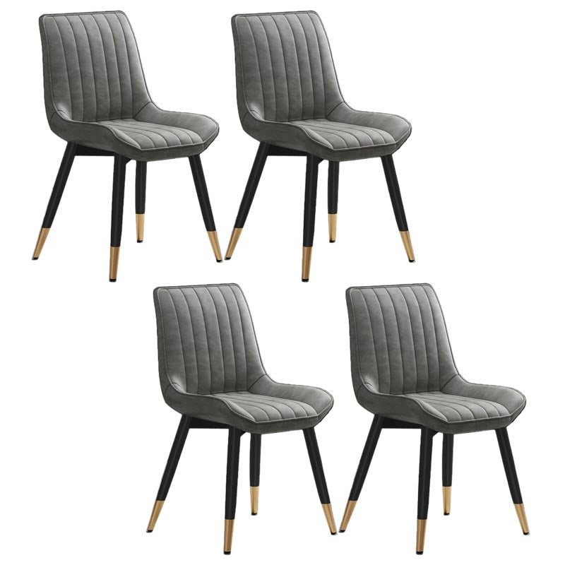 Glam Faux Leather Dining Chair Parsons Chair in Matte Finish for Home