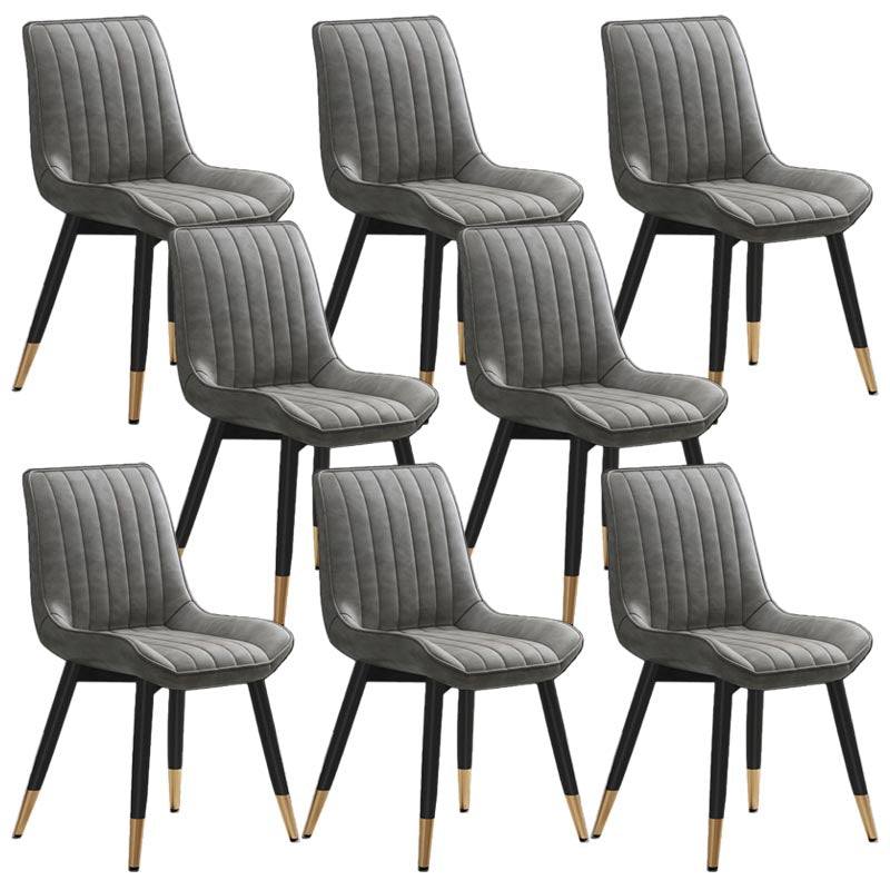Glam Faux Leather Dining Chair Parsons Chair in Matte Finish for Home