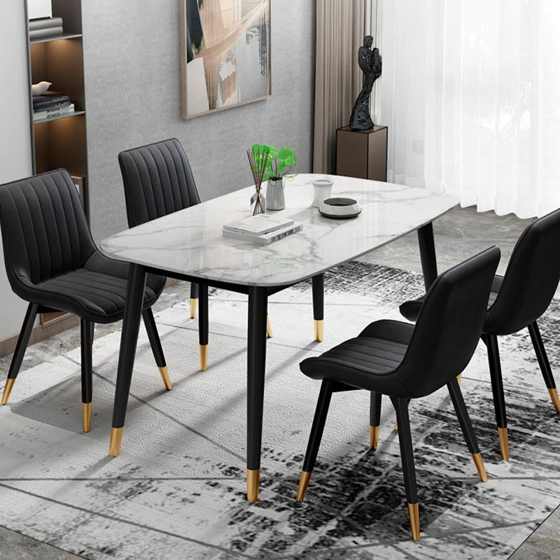 Glam Faux Leather Dining Chair Parsons Chair in Matte Finish for Home