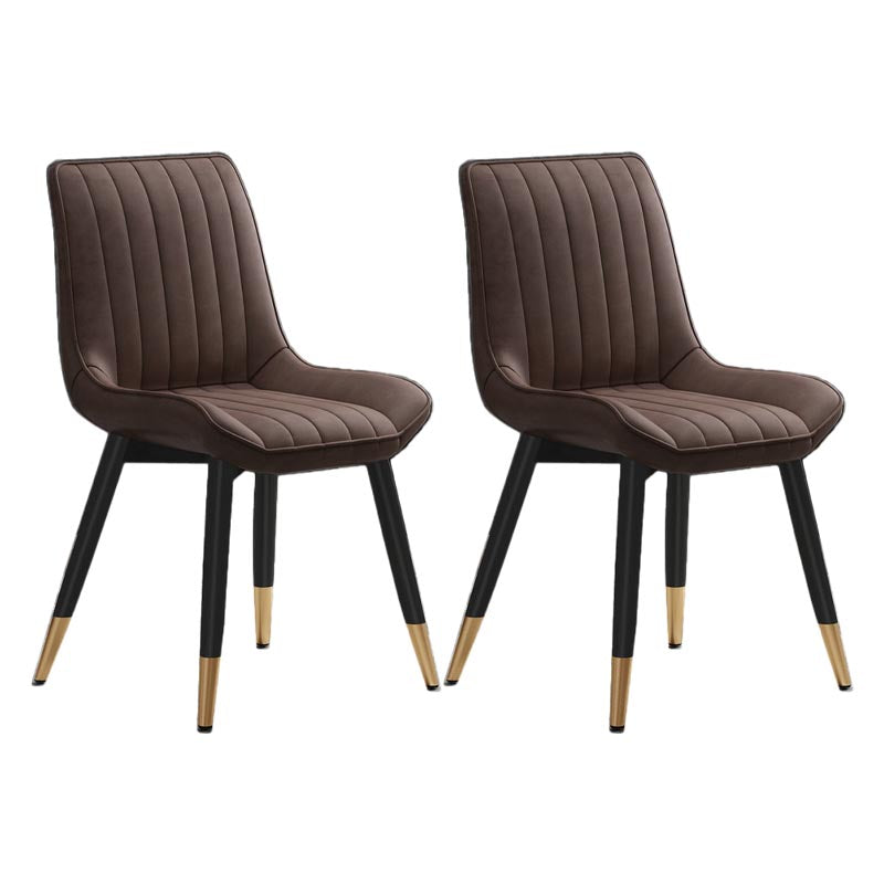 Glam Faux Leather Dining Chair Parsons Chair in Matte Finish for Home