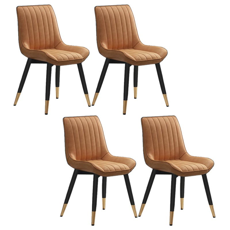 Glam Faux Leather Dining Chair Parsons Chair in Matte Finish for Home