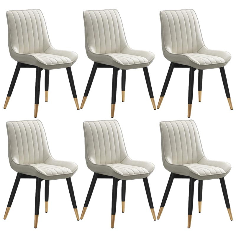 Glam Faux Leather Dining Chair Parsons Chair in Matte Finish for Home