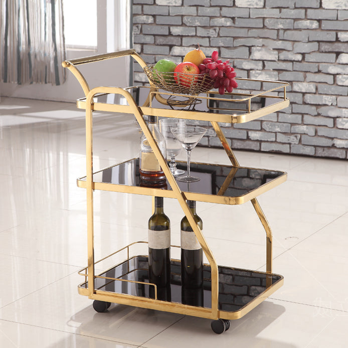 33.07"H Rolling Modern Prep Table Metal Rectangular Prep Table for Home Use