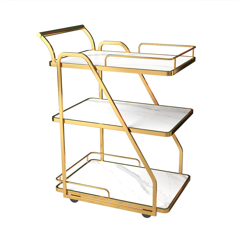 33.07"H Rolling Modern Prep Table Metal Rectangular Prep Table for Home Use