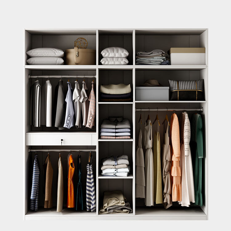 Contemporary Wooden Wardrobe White Color Soft Close Door Wardrobe Closet with 1-Door