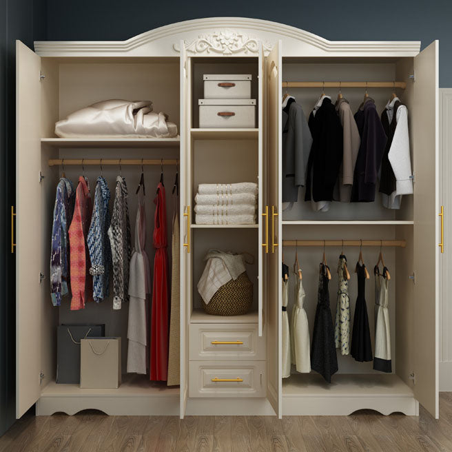 French Country Wardrobe White Colour Wooden Wardrobe Closet With 2 Drawers