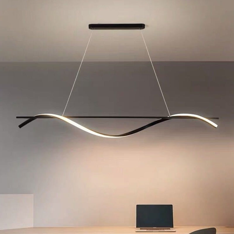 Simple Linear Hanging Island Light Metal Hanging Lighting Fixture for Sitting Room