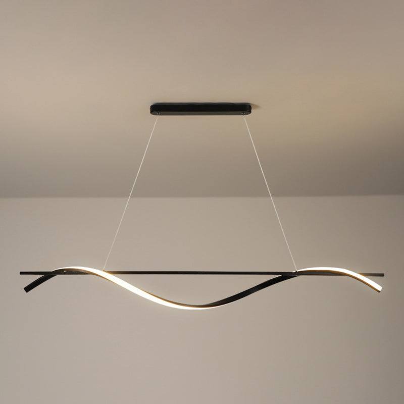 Simple Linear Hanging Island Light Metal Hanging Lighting Fixture for Sitting Room