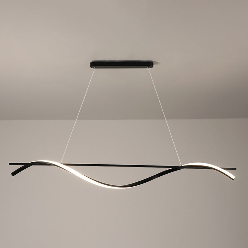 Simple Linear Hanging Island Light Metal Hanging Lighting Fixture for Sitting Room