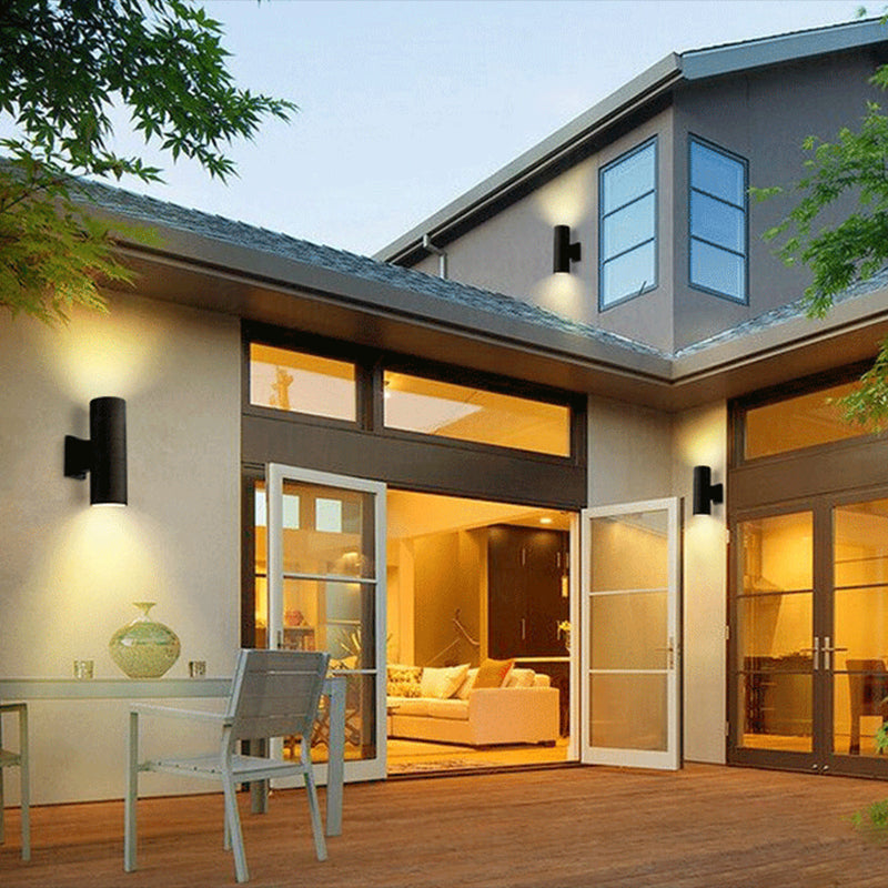 2 Light Cylindrical Wall Sconce Modern Style Metal Wall Lighting for Outdoor