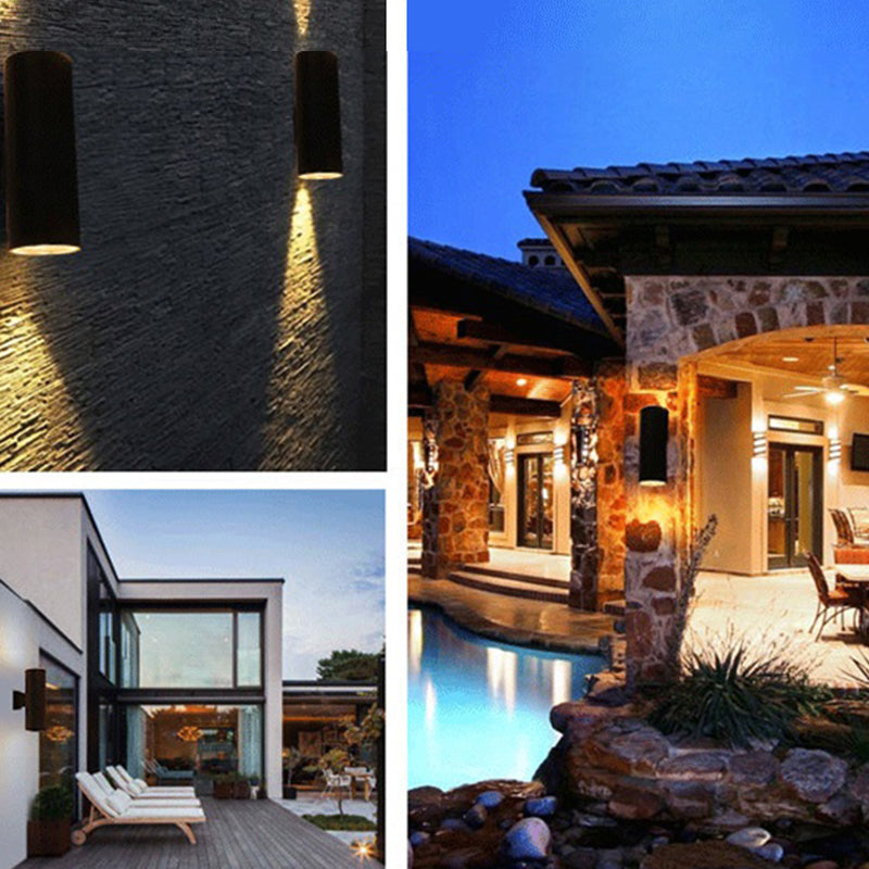 2 Light Cylindrical Wall Sconce Modern Style Metal Wall Lighting for Outdoor