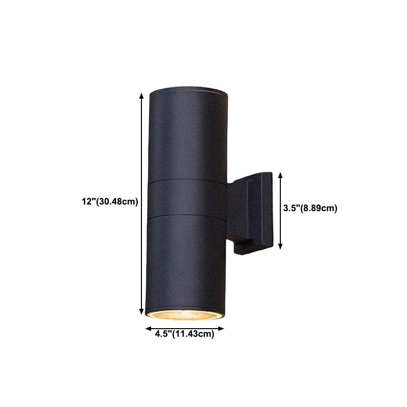 2 Light Cylindrical Wall Sconce Modern Style Metal Wall Lighting for Outdoor