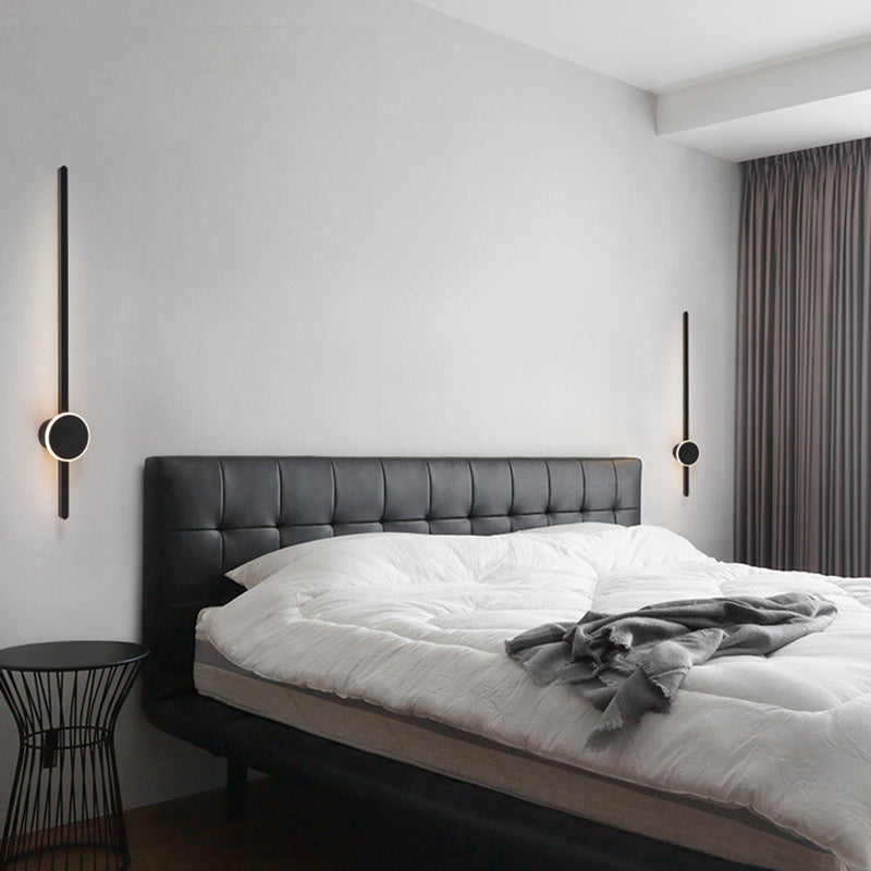 Metal Linear Shape Wall Light Modern Style 2 Lights Wall Mounted Light in Black
