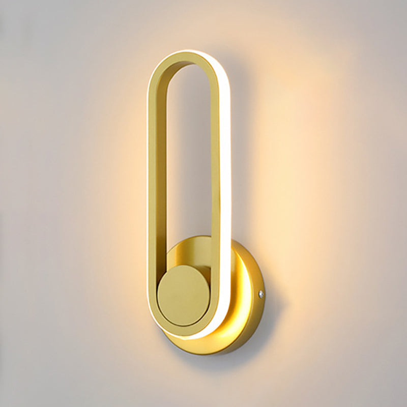 1-Light Oval Wall Mount Light Modern Style Metal Wall Sconce Lights