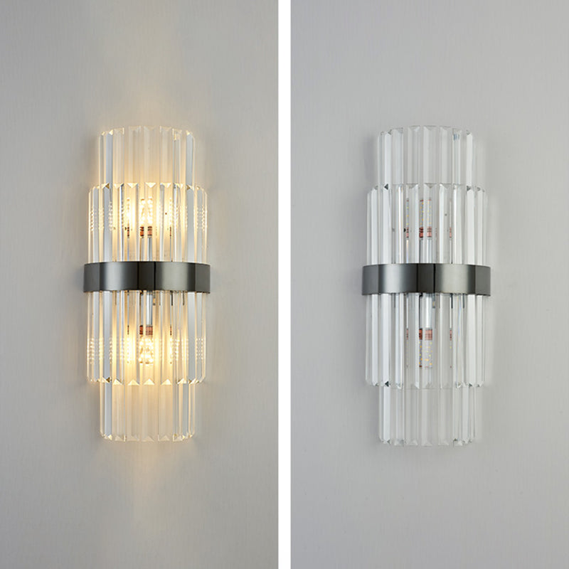 Crystal Geometry Shape Wall Lights Modern Style 2 Light Wall Sconce for Bedroom