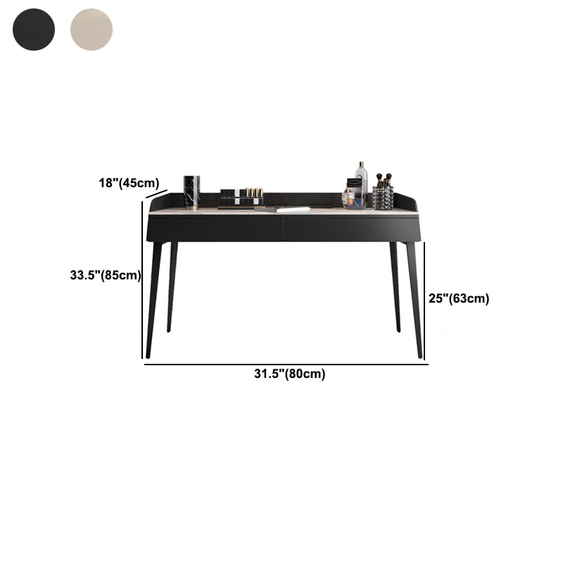 Bedroom Stone Make-up Vanity Desk 31.5"/39.37"/47.24" W, Black/Khaki Finish