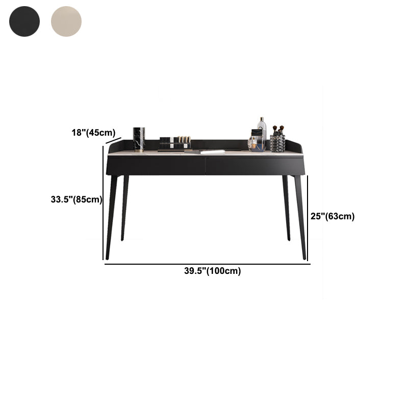 Bedroom Stone Make-up Vanity Desk 31.5"/39.37"/47.24" W, Black/Khaki Finish