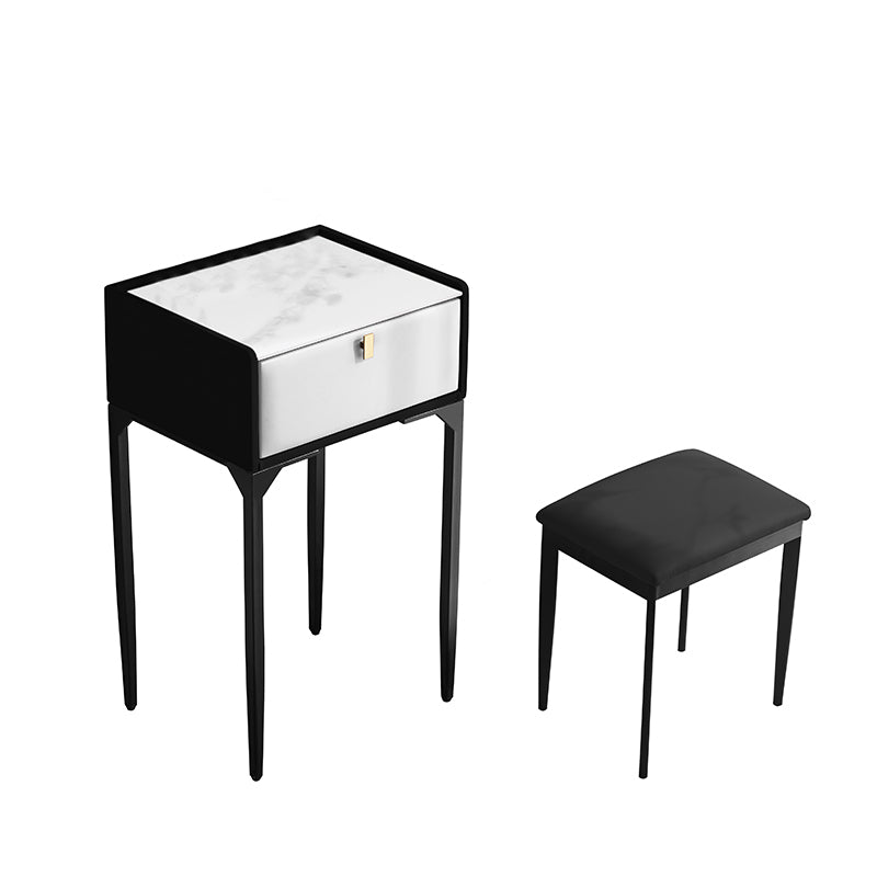 Wood/Stone Vanity Set with Stool, 1 Drawer Modern Dresser - 30.7" H