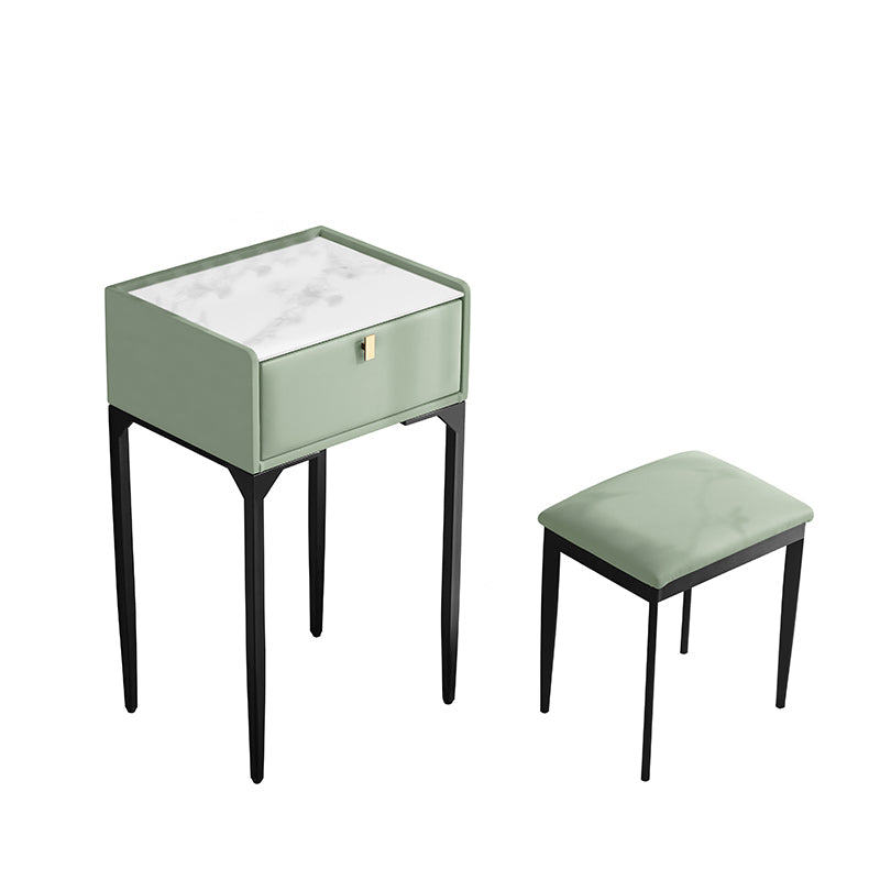 Wood/Stone Vanity Set with Stool, 1 Drawer Modern Dresser - 30.7" H