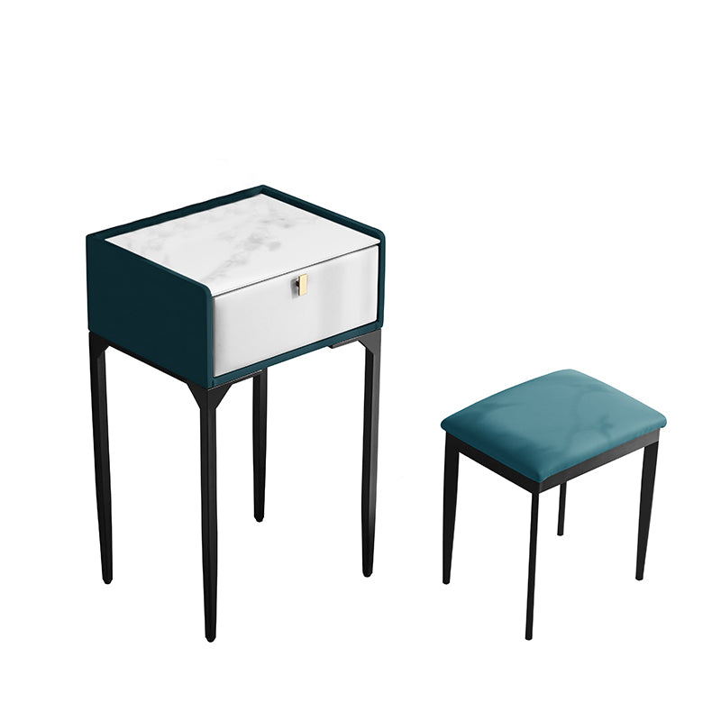 Wood/Stone Vanity Set with Stool, 1 Drawer Modern Dresser - 30.7" H