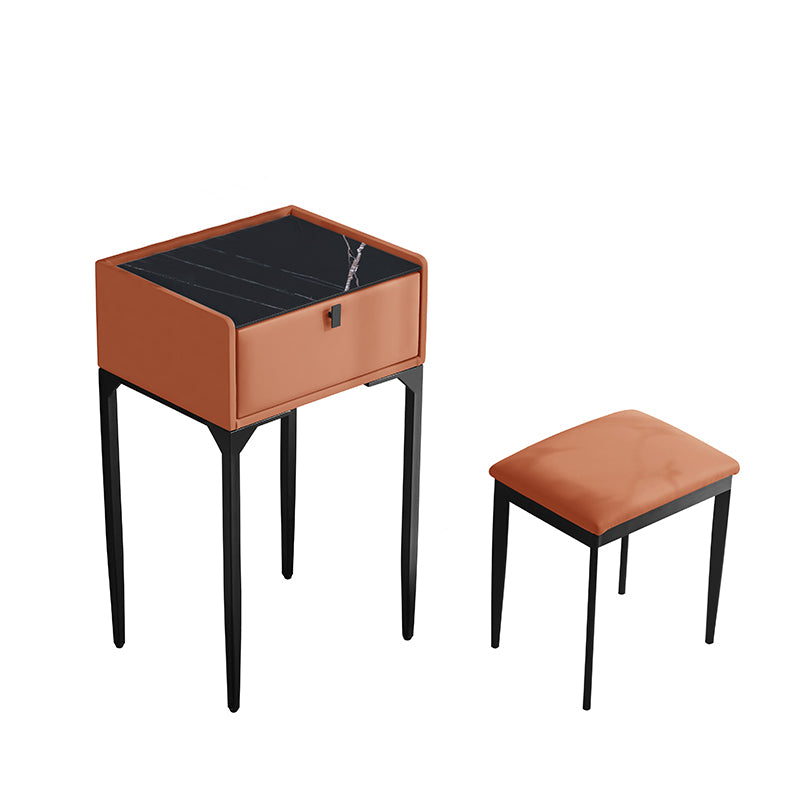 Wood/Stone Vanity Set with Stool, 1 Drawer Modern Dresser - 30.7" H