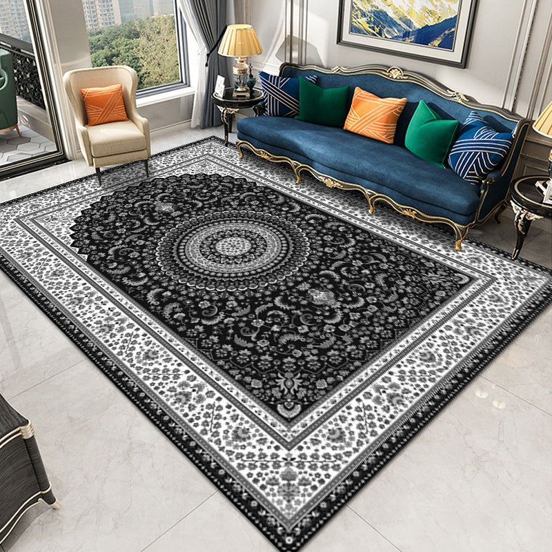 Traditional Medallion Print Carpet Polyester Rug Stain Resistant Area Rug for Living Room
