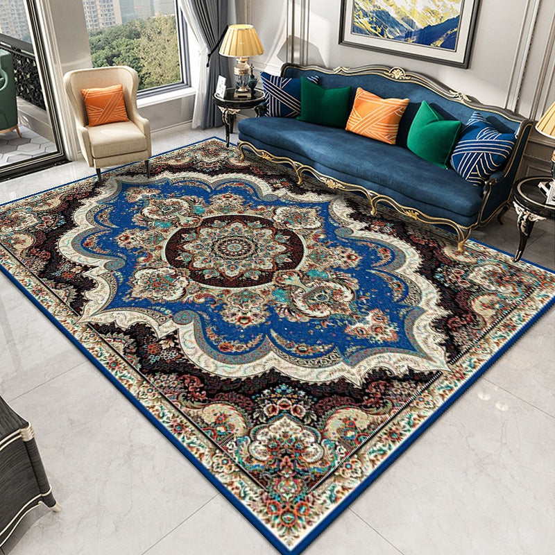 Traditional Medallion Print Carpet Polyester Rug Stain Resistant Area Rug for Living Room