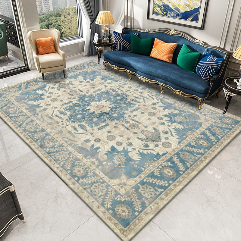 Traditional Medallion Print Carpet Polyester Rug Stain Resistant Area Rug for Living Room