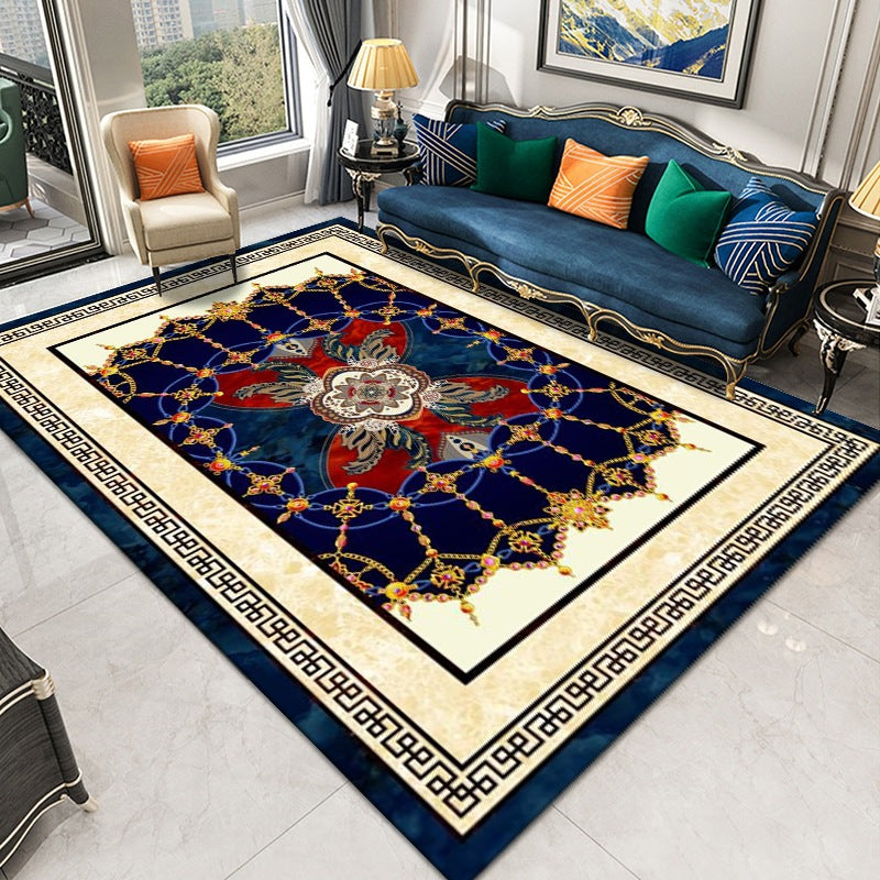 Traditional Medallion Print Carpet Polyester Rug Stain Resistant Area Rug for Living Room