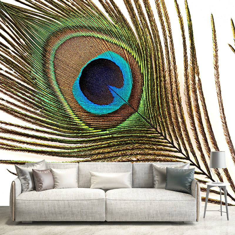 Chromatic Wall Mural Peacock Feather Pattern Drawing Room Wall Mural