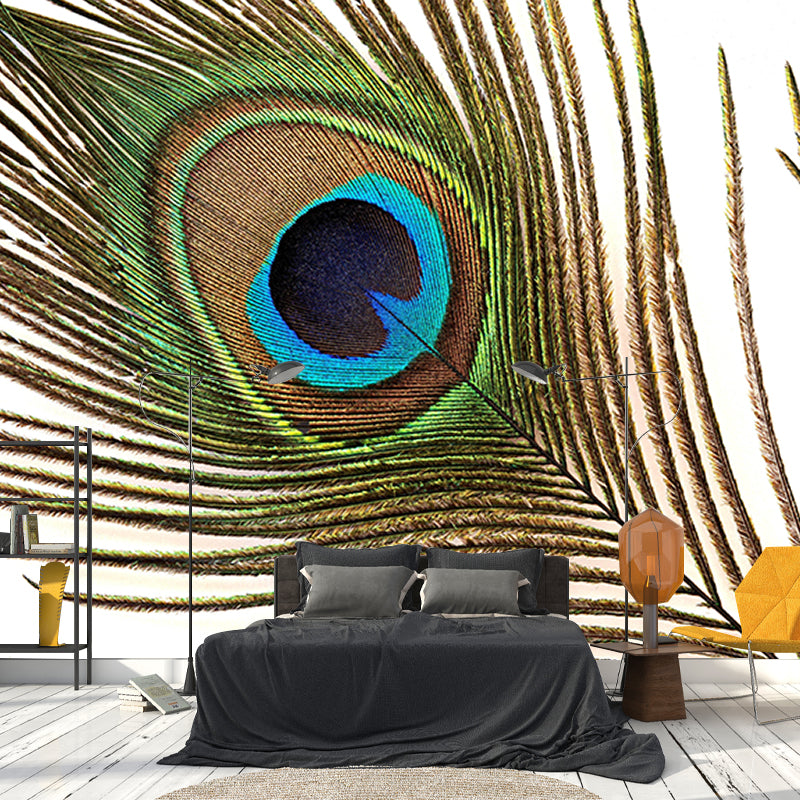 Chromatic Wall Mural Peacock Feather Pattern Drawing Room Wall Mural