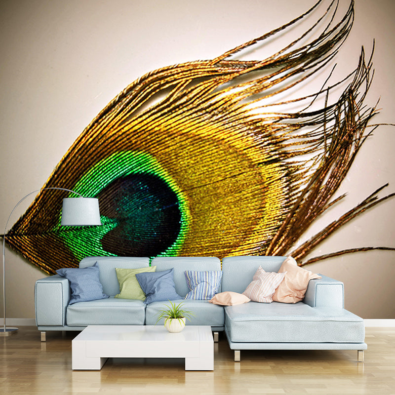 Chromatic Wall Mural Peacock Feather Pattern Drawing Room Wall Mural