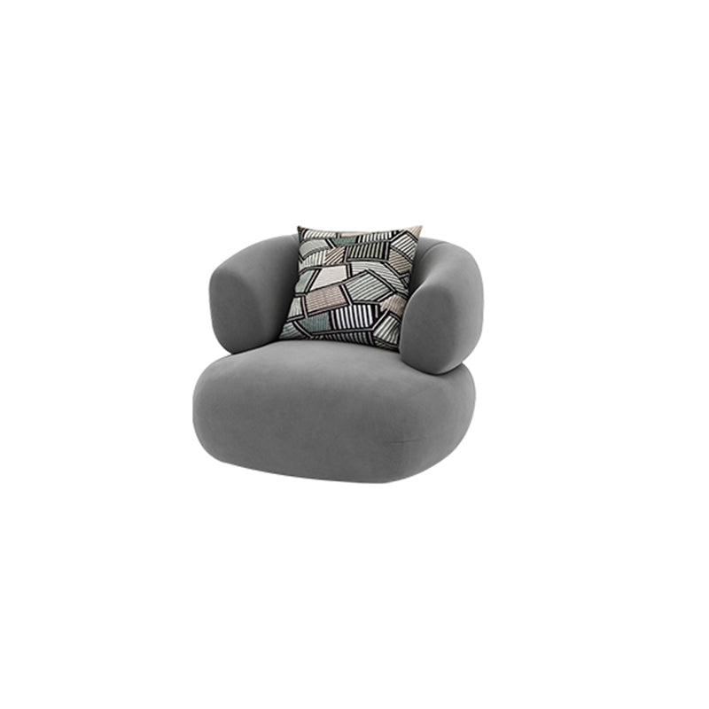 Contemporary Tight Back Tuxedo Arm Curved Settee Couch in Grey/white